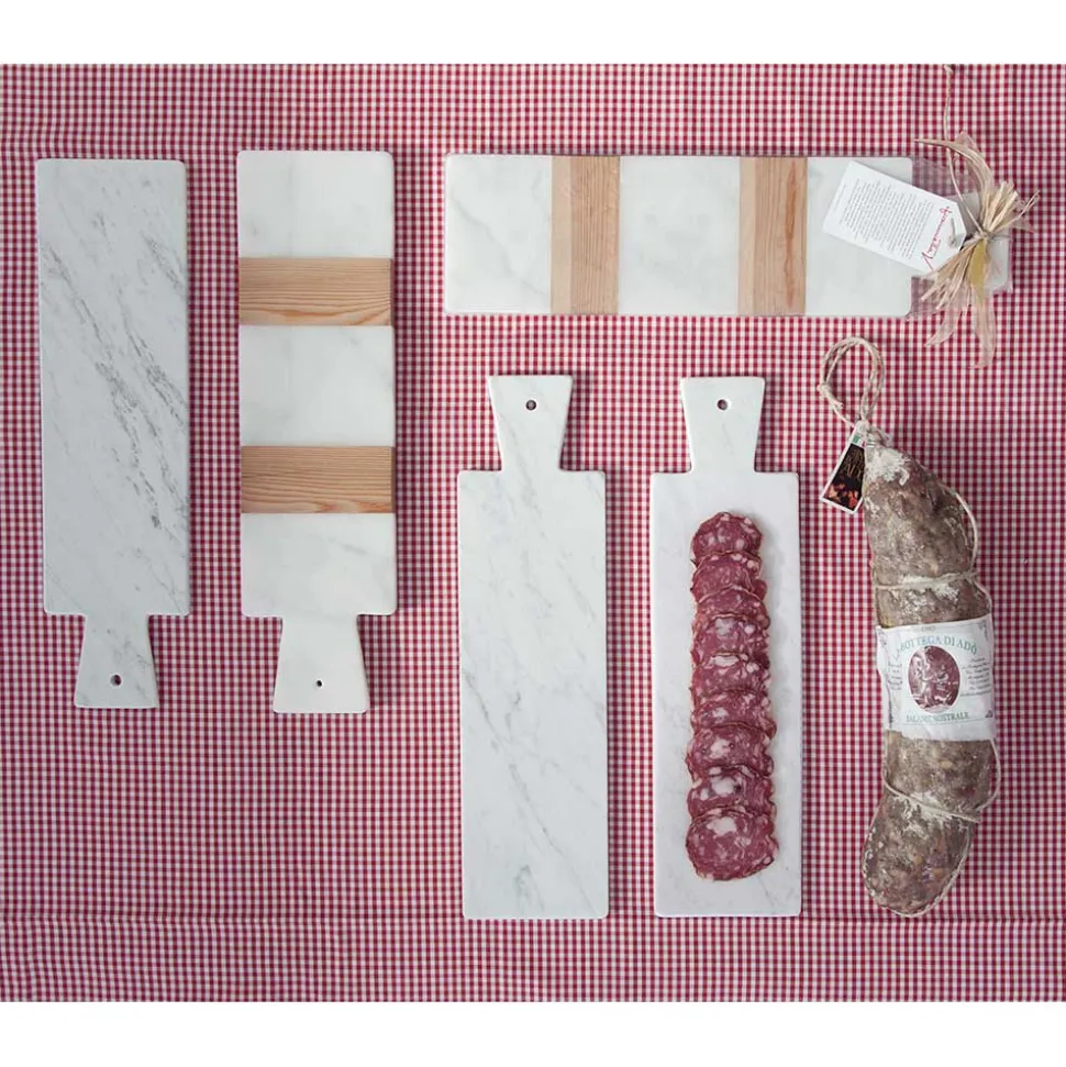 Tagliere di Design in Marmo Bianco di Carrara e Legno Made in Italy - Evea