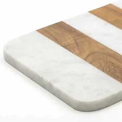 Tagliere di Design in Marmo Bianco di Carrara e Legno Made in Italy - Evea