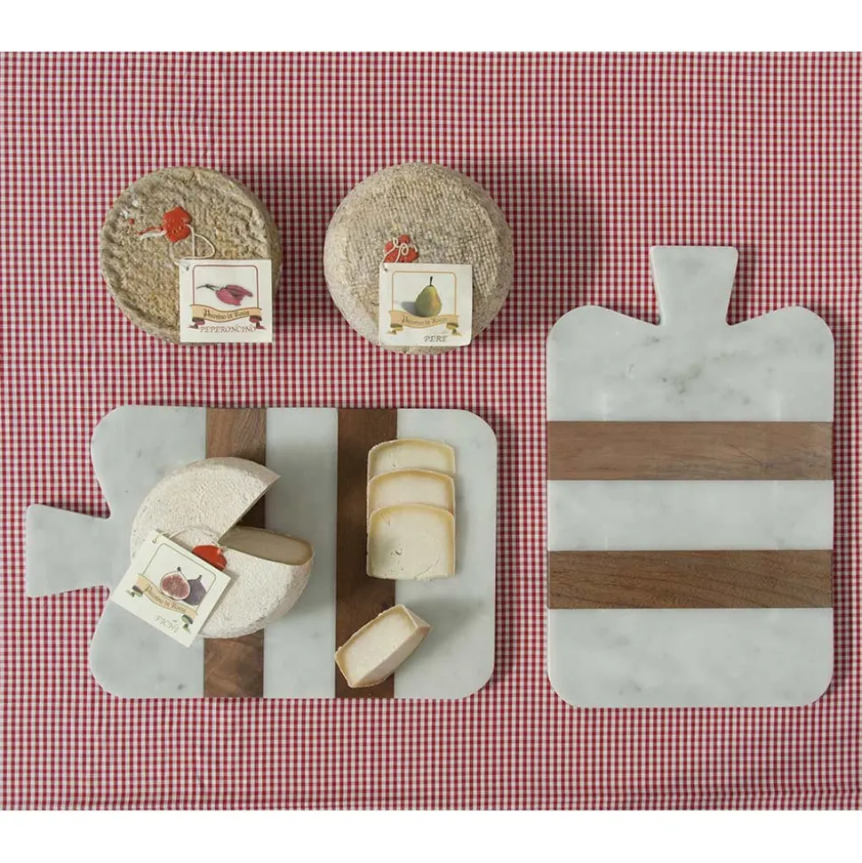 Tagliere di Design in Marmo Bianco di Carrara e Legno Made in Italy - Evea