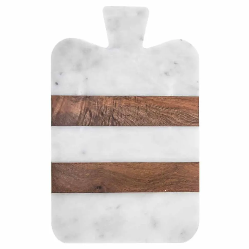 Tagliere di Design in Marmo Bianco di Carrara e Legno Made in Italy - Evea