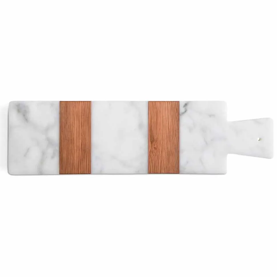 Tagliere di Design in Marmo Bianco di Carrara e Legno Made in Italy - Evea