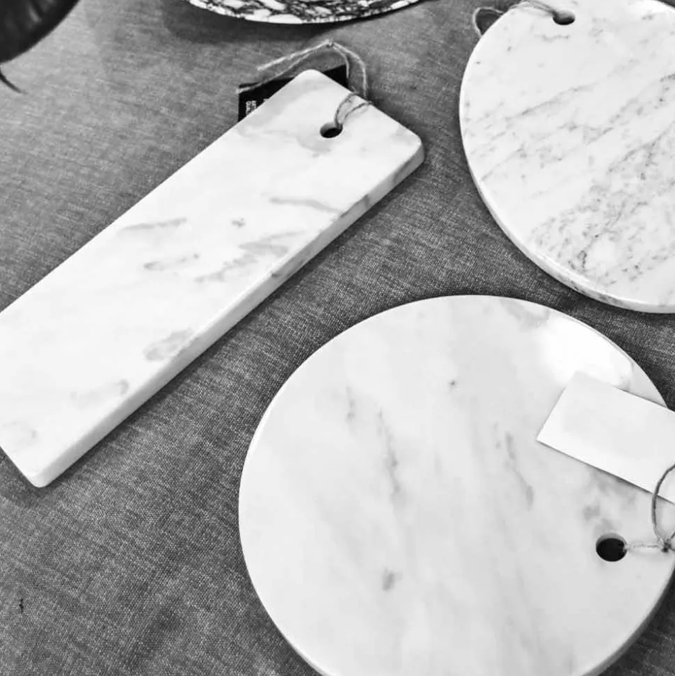 Tagliere in Marmo Bianco di Carrara di Design Rotondo Made in Italy - Masha