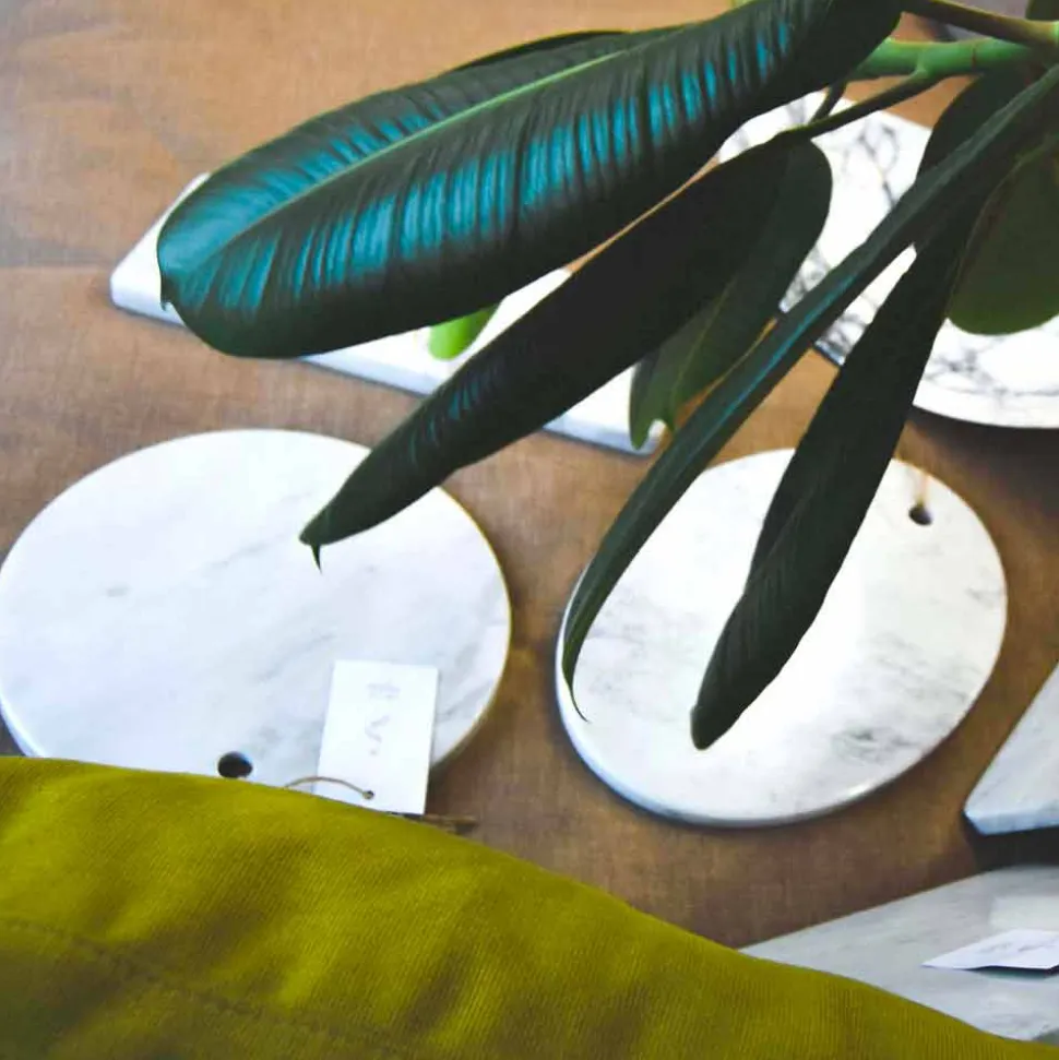 Tagliere in Marmo Bianco di Carrara di Design Rotondo Made in Italy - Masha