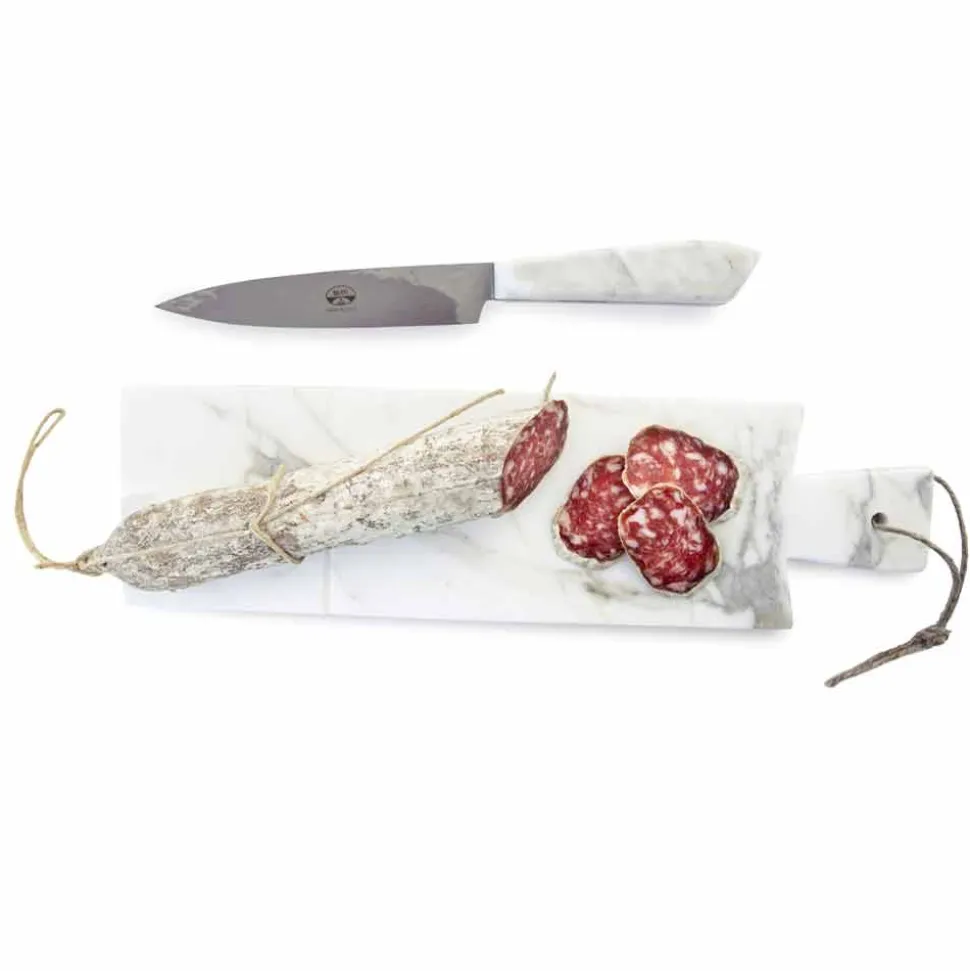 Tagliere Moderno in Marmo Bianco di Carrara Made in Italy - Biblon