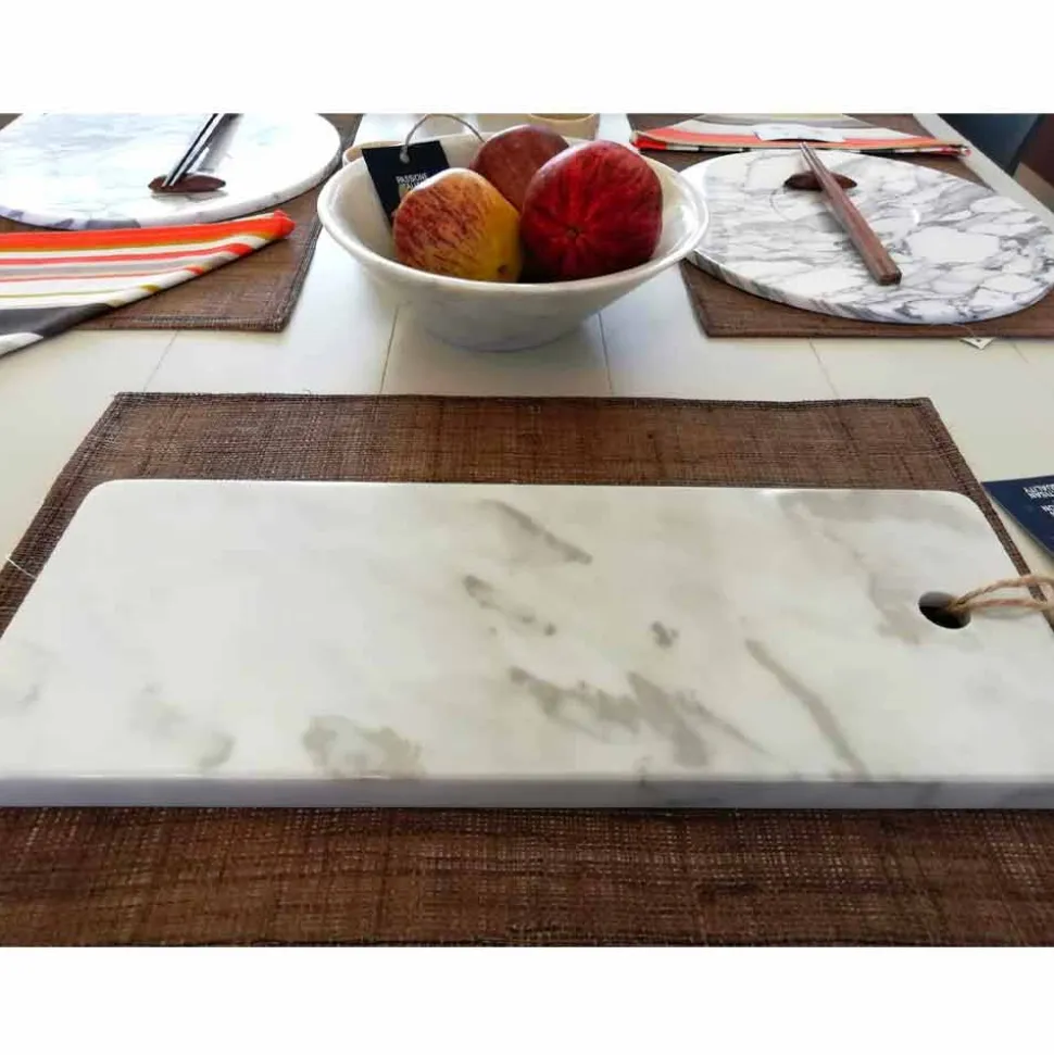 Tagliere Rettangolare in Marmo Bianco di Carrara Made in Italy - Masha
