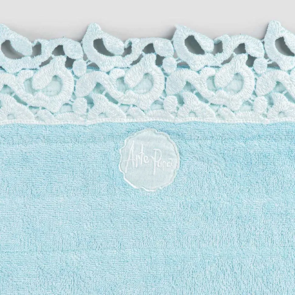 Tappeto per Bagno in Spugna Cotone e Lino con Pizzo Poema 2 Colori - Cuorotto