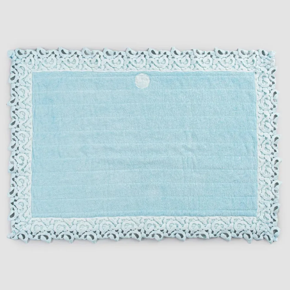 Tappeto per Bagno in Spugna Cotone e Lino con Pizzo Poema 2 Colori - Cuorotto