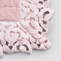 Tappeto per Bagno in Spugna Cotone e Lino con Pizzo Poema 2 Colori - Cuorotto