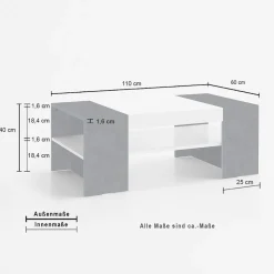 Tavolino Basso da Caffè per il Salotto in Legno Bianco 3 Finiture - Rames