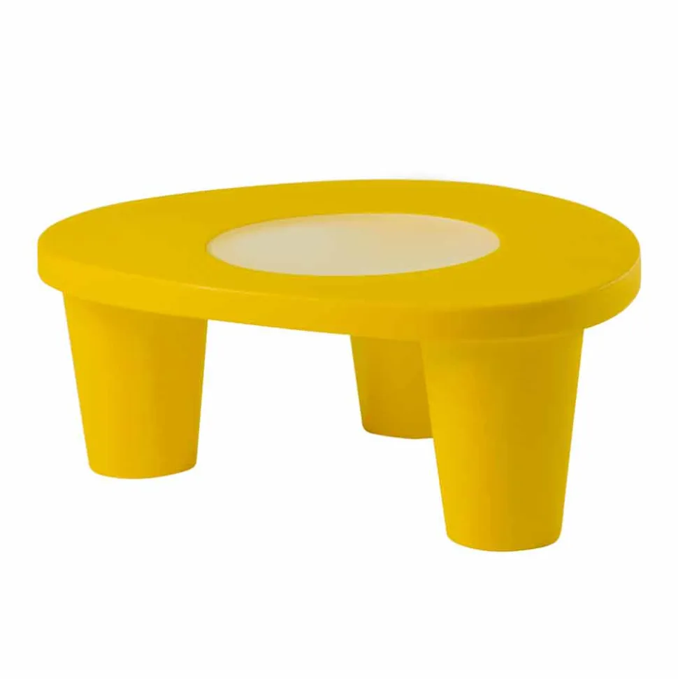 Tavolino basso da giardino Slide Low Lita Table in polietilene e vetro