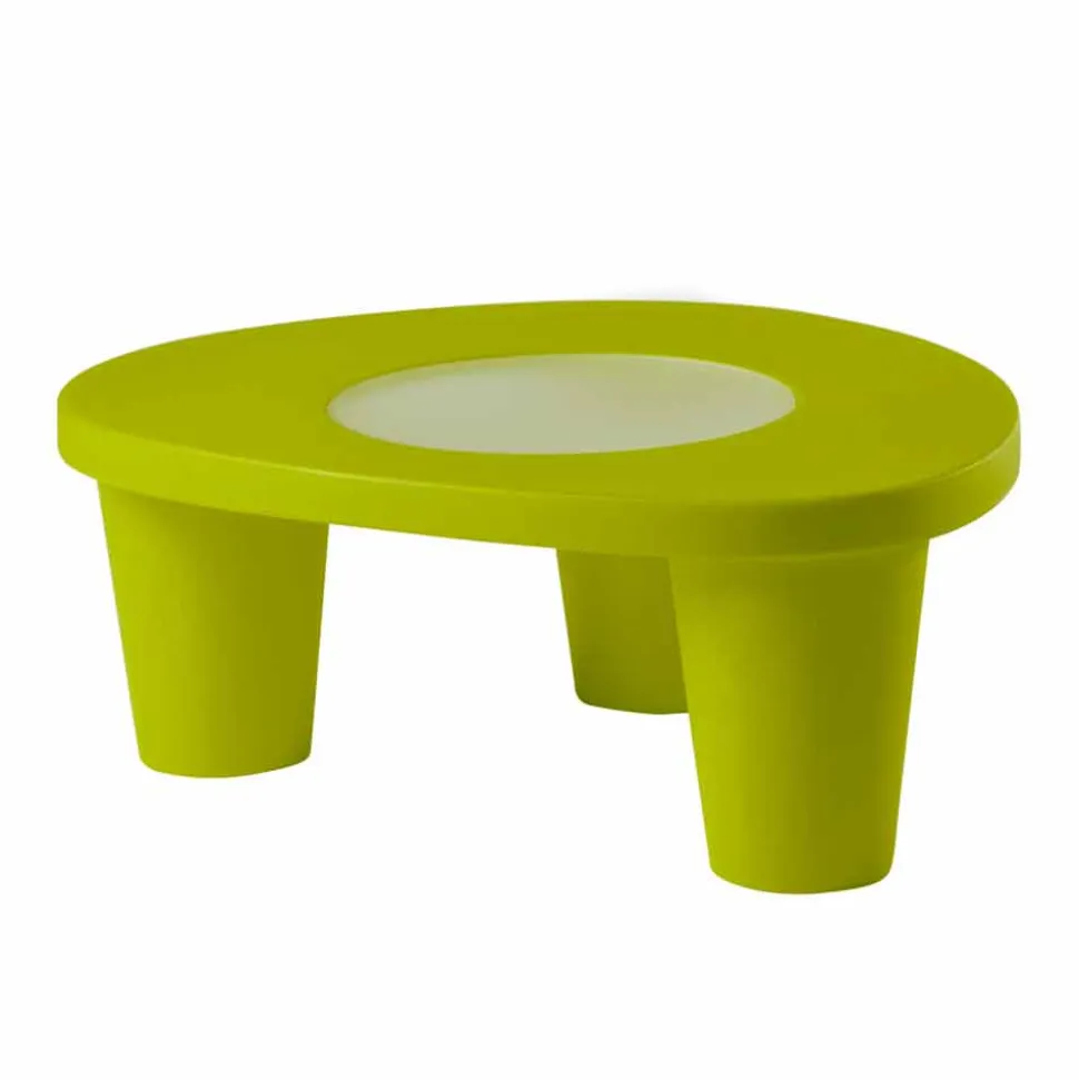 Tavolino basso da giardino Slide Low Lita Table in polietilene e vetro