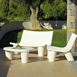 Tavolino basso da giardino Slide Low Lita Table in polietilene e vetro