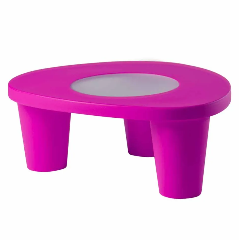 Tavolino basso da giardino Slide Low Lita Table in polietilene e vetro