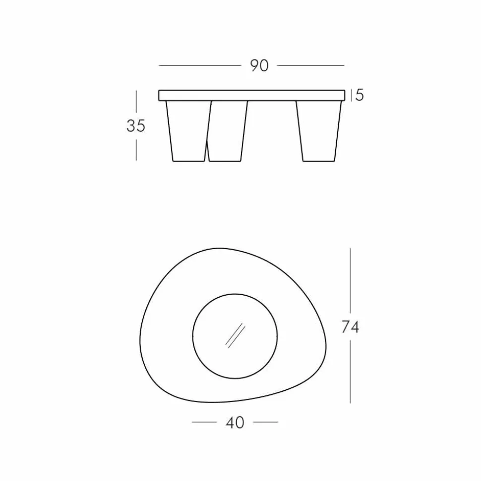 Tavolino basso da giardino Slide Low Lita Table in polietilene e vetro