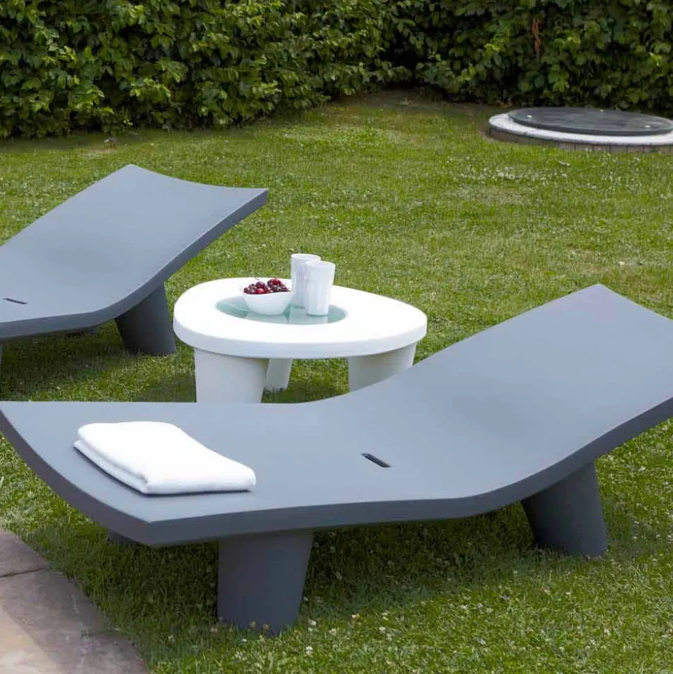 Tavolino basso da giardino Slide Low Lita Table in polietilene e vetro