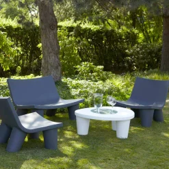 Tavolino basso da giardino Slide Low Lita Table in polietilene e vetro