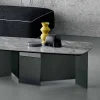 Tavolino Basso Salotto Piano in Ceramica e Gambe in Vetro Fumè 3 Misure - Random