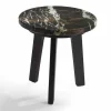 Tavolino cocktail con piano in marmo nero-oro, diametro 45 cm, Selmo