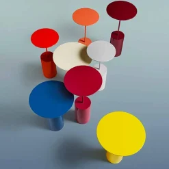Tavolino Colorato Rotondo da Salotto in Lamiera di Design Moderno - Cocktail
