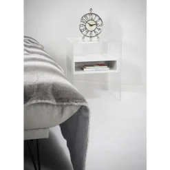 Tavolino Comodino di Design in Plexiglass Trasparente e Legno - Pascoli