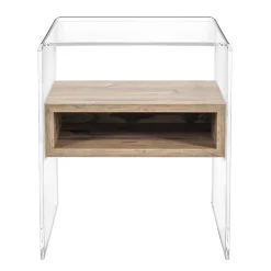 Tavolino Comodino di Design in Plexiglass Trasparente e Legno - Pascoli