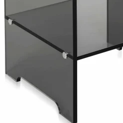 Tavolino / comodino fumé trasparente design moderno Mimi,made in Italy