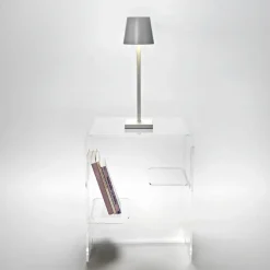 Tavolino Comodino in Plexiglass Trasparente o Fumè Made in Italy - Lollao