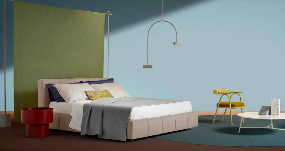 Tavolino Comodino Rotondo di Design Moderno in Legno Bordeaux o Blu - Vinnie