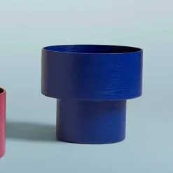 Tavolino Comodino Rotondo di Design Moderno in Legno Bordeaux o Blu - Vinnie