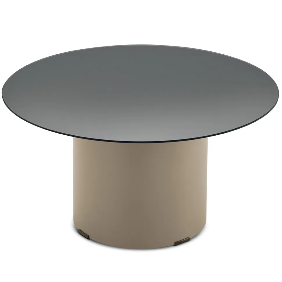 Tavolino con Base in Metallo e Piano Ø60 cm in Specchio o Vetro - Flaminia