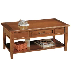 Tavolino con Cassetto e Ripiano in Legno Patinato Made in Italy - Tuoni