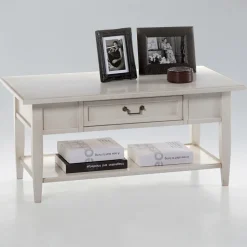 Tavolino con Cassetto e Ripiano in Legno Patinato Made in Italy - Tuoni
