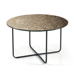 Tavolino con Piano in Specchio e Ceramica Effetto Marmo Made in Italy - Giusta
