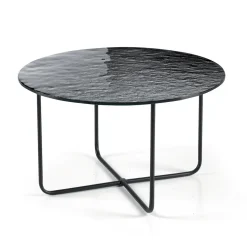 Tavolino con Piano in Specchio e Ceramica Effetto Marmo Made in Italy - Giusta