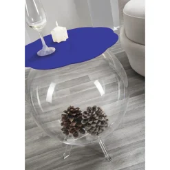 Tavolino / contenitore tondo blu Biffy,design moderno made in Italy
