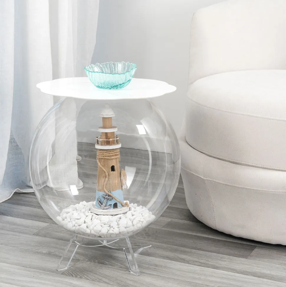 Tavolino / contenitore tondo bianco Biffy,design moderno made in Italy
