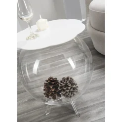 Tavolino / contenitore tondo bianco Biffy,design moderno made in Italy