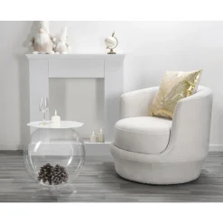 Tavolino / contenitore tondo bianco Biffy,design moderno made in Italy