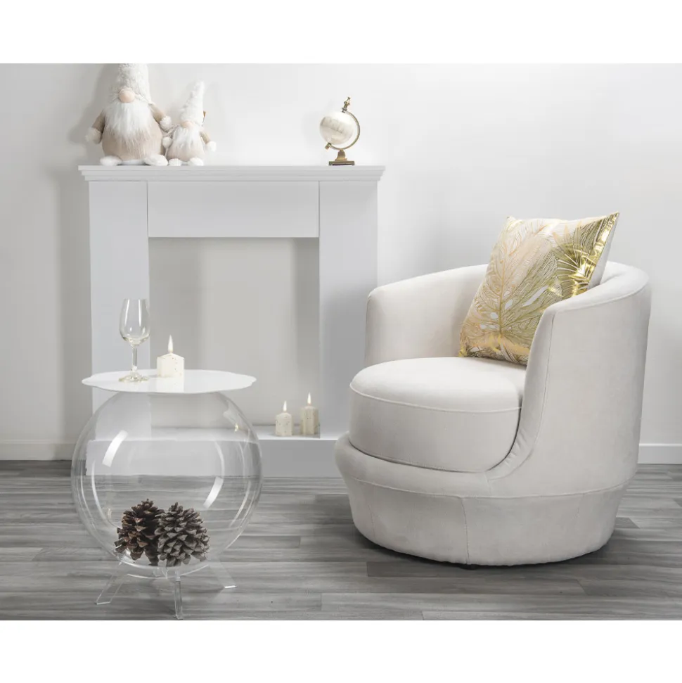 Tavolino / contenitore tondo bianco Biffy,design moderno made in Italy