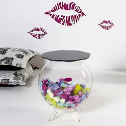 Tavolino / contenitore tondo nero Biffy,design moderno made in Italy