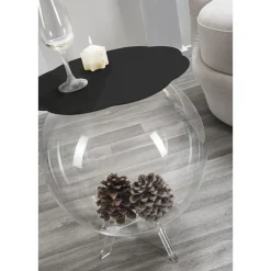 Tavolino / contenitore tondo nero Biffy,design moderno made in Italy