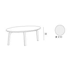 Tavolino da Caffè con Piano Rotondo in Mdf Laccato Realizzato in Italia - Tobiko