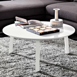 Tavolino da Caffè con Piano Rotondo in Mdf Laccato Realizzato in Italia - Tobiko