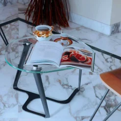 Tavolino da Caffè Fatto a Mano in Vetro e Acciaio Made in Italy - Marbello