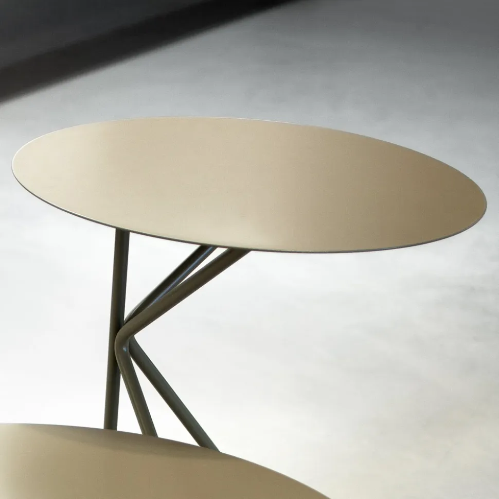 Tavolino da Caffè in Metallo Tondo, Design in Vari Colori e 2 Misure - Olesya