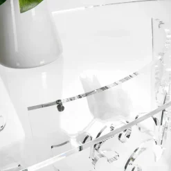 Tavolino da Caffè in Plexiglass Fumè o Trasparente con Base Decorata - Crasso
