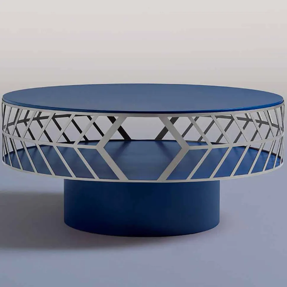 Tavolino da Caffè Moderno Basso di Design Blu o Bordeaux con Anello - Lok