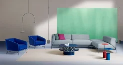 Tavolino da Caffè Moderno Basso di Design Blu o Bordeaux con Anello - Lok