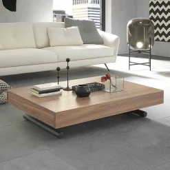 Tavolino da Caffè Moderno Trasformabile in Legno e Metallo Made in Italy - Fabio