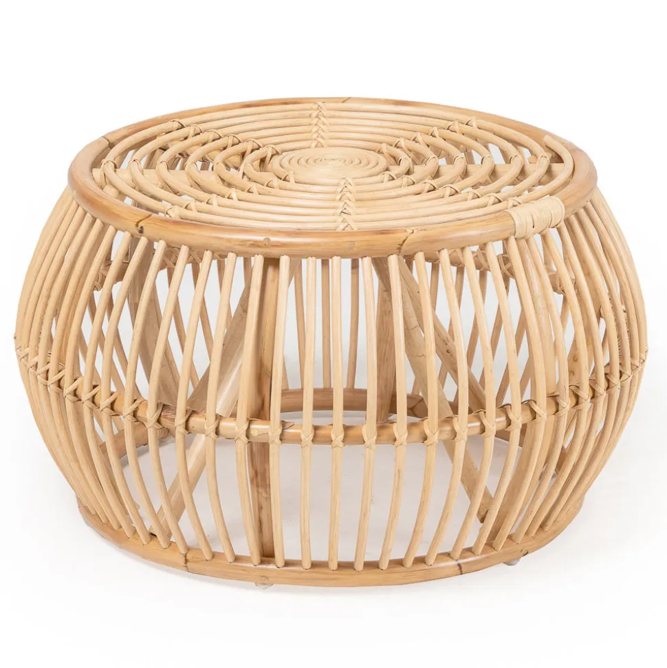 Tavolino da Esterno in Rattan Naturale Intrecciato Completamente a Mano – Bellaria